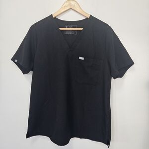 Figs Black V-Neck Scrub Shirt